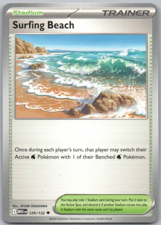Surfing Beach 129 Normal Trainer Card - Mega Evolution