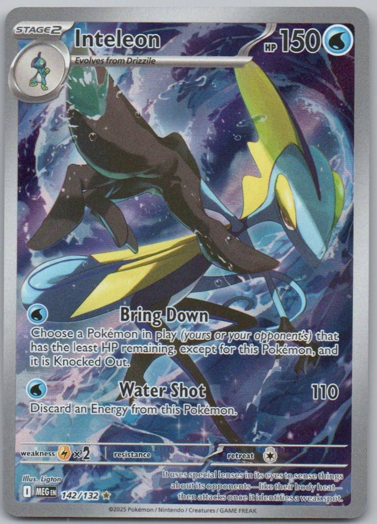 Inteleon 142 Holo Water Card - Mega Evolution