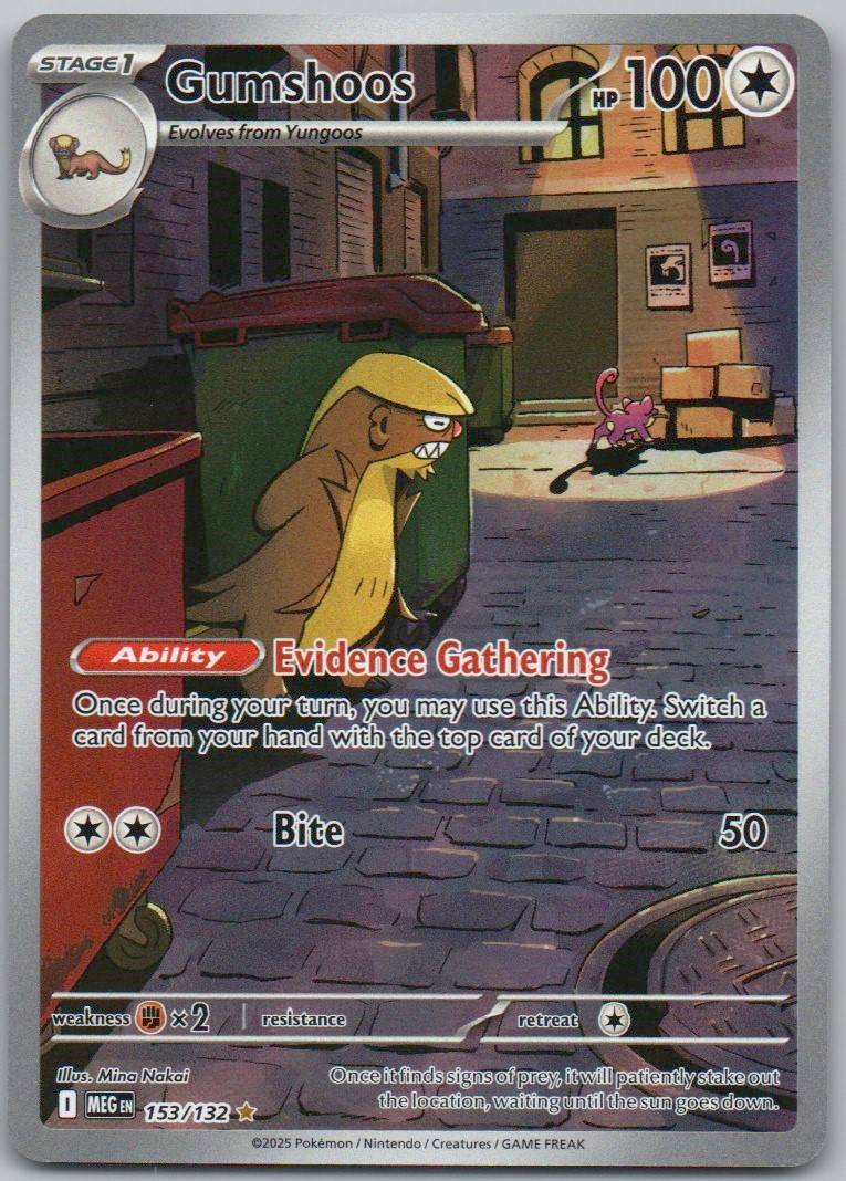 Gumshoos 153 Holo Colorless Card - Mega Evolution