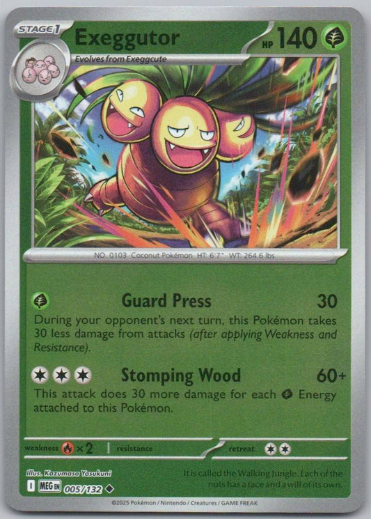 Exeggutor 005 Reverse Holo Grass Card - Mega Evolution