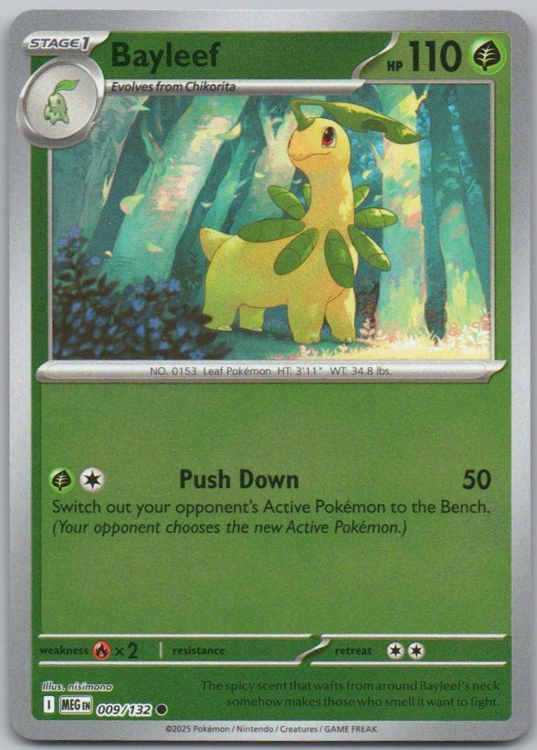 Bayleef 009 Reverse Holo Grass Card - Mega Evolution