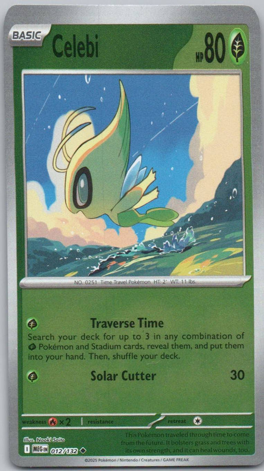 Celebi 012 Reverse Holo Grass Card - Mega Evolution