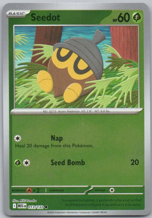 Seedot 013 Reverse Holo Grass Card - Mega Evolution