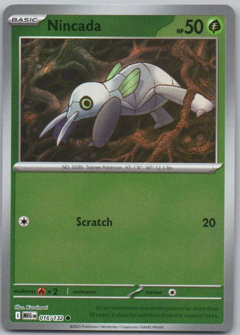 Nincada 016 Reverse Holo Grass Card - Mega Evolution