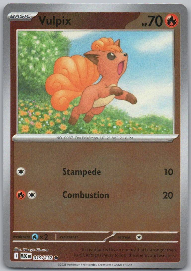 Vulpix 019 Reverse Holo Fire Card - Mega Evolution