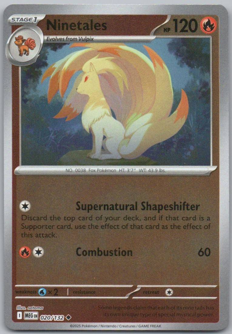 Ninetales 020 Reverse Holo Fire Card - Mega Evolution