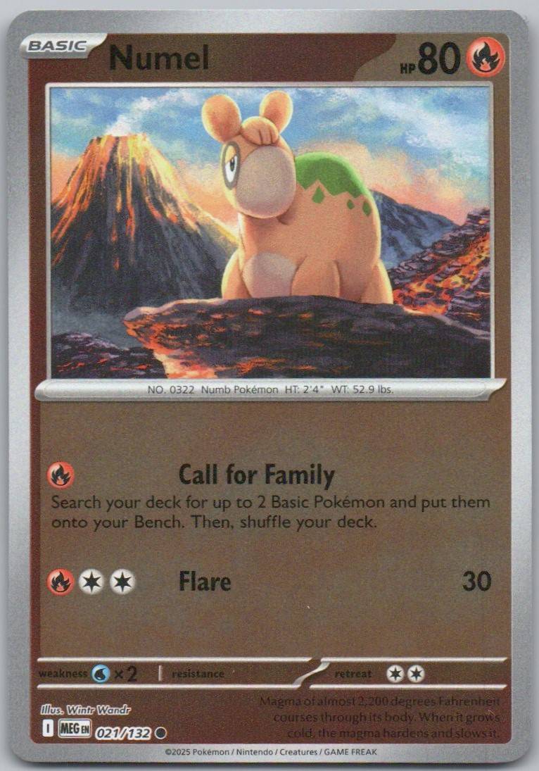 Numel 021 Reverse Holo Fire Card - Mega Evolution