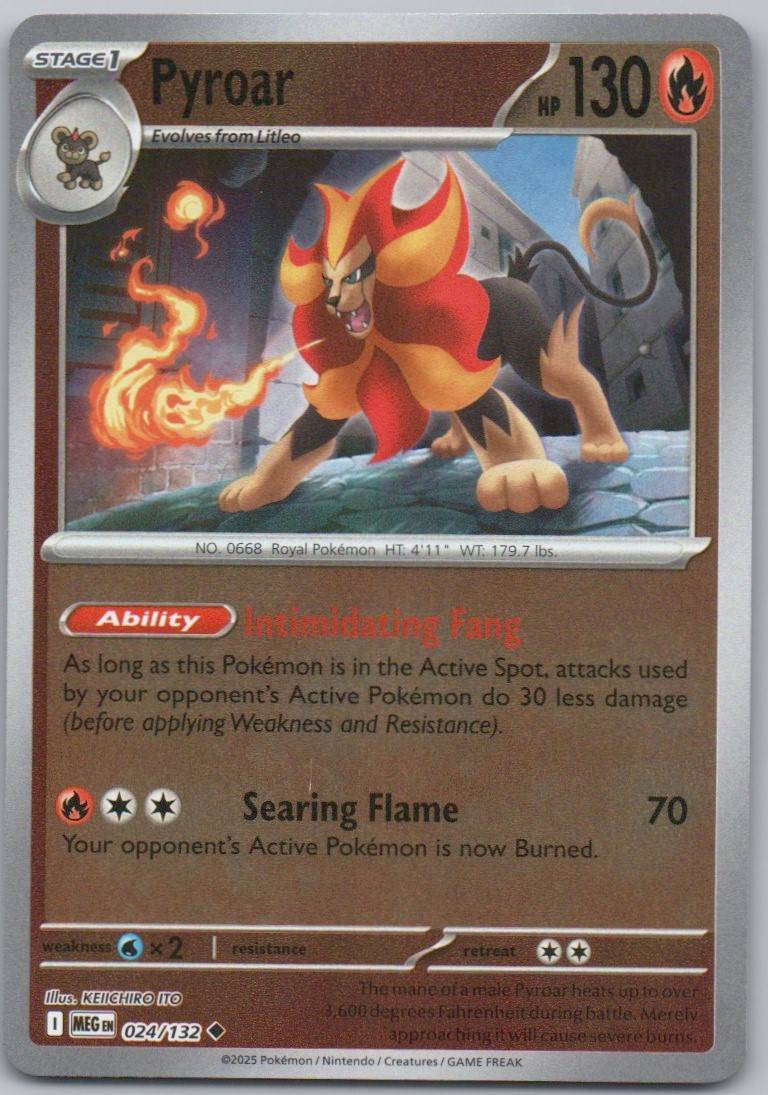 Pyroar 024 Reverse Holo Fire Card - Mega Evolution