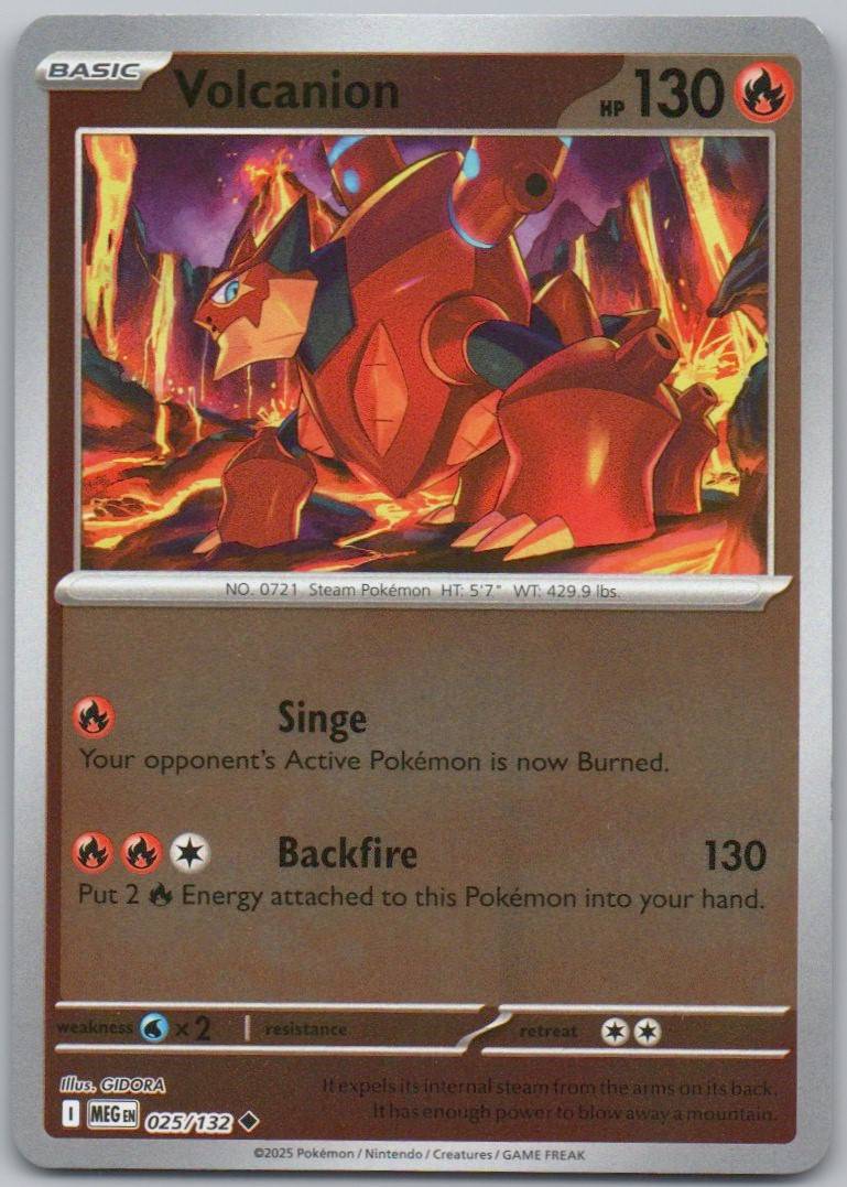Volcanion 025 Reverse Holo Fire Card - Mega Evolution