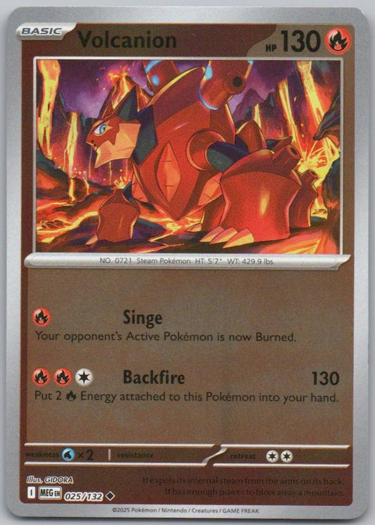 Volcanion 025 Reverse Holo Fire Card - Mega Evolution