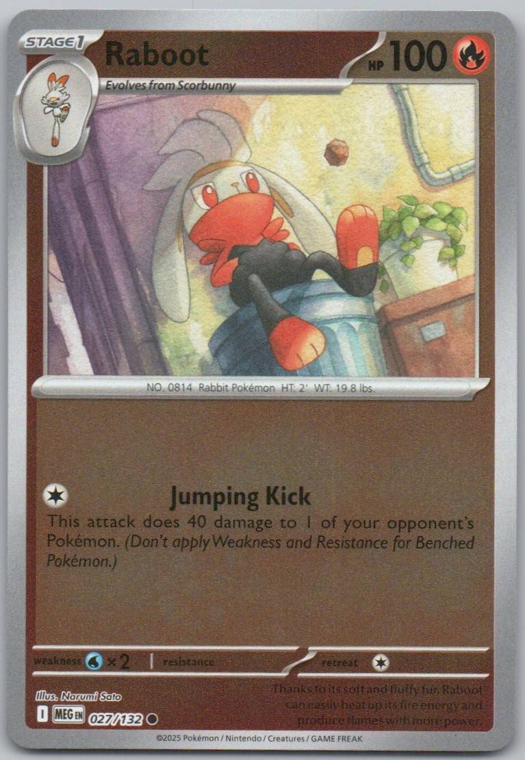 Raboot 027 Reverse Holo Fire Card - Mega Evolution
