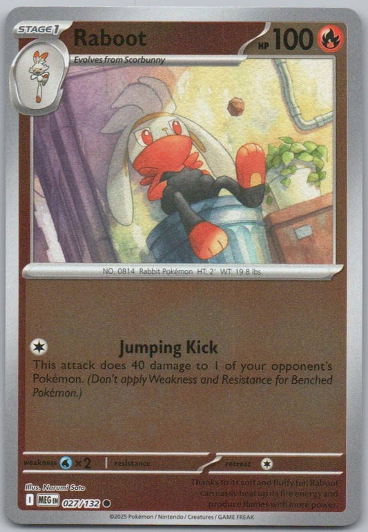 Raboot 027 Reverse Holo Fire Card - Mega Evolution