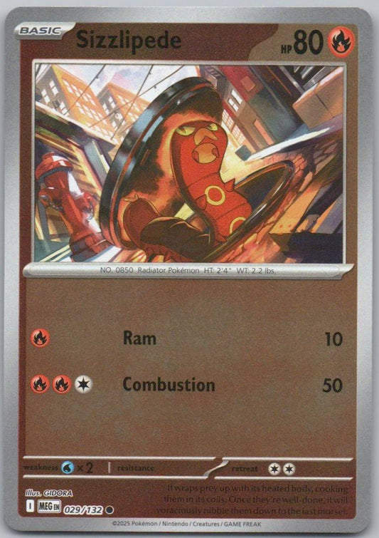 Sizzlipede 029 Reverse Holo Fire Card - Mega Evolution
