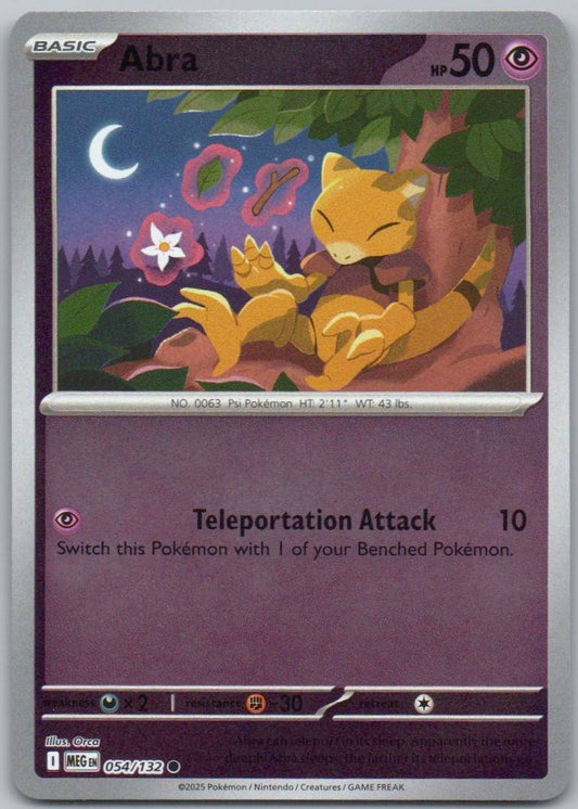 Abra 054 Reverse Holo Psychic Card - Mega Evolution