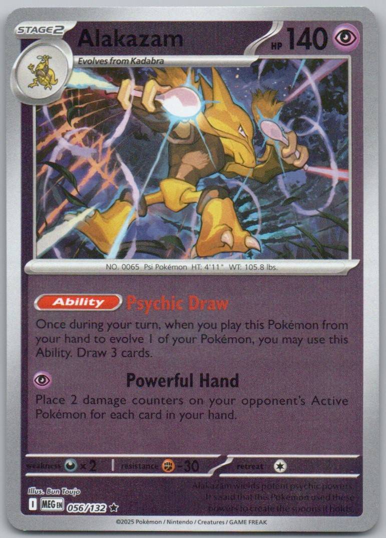 Alakazam 056 Reverse Holo Psychic Card - Mega Evolution