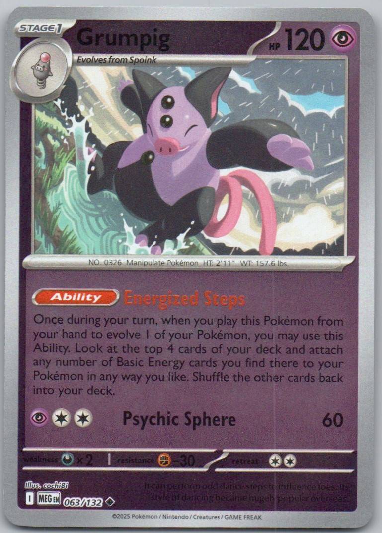 Grumpig 063 Reverse Holo Psychic Card - Mega Evolution