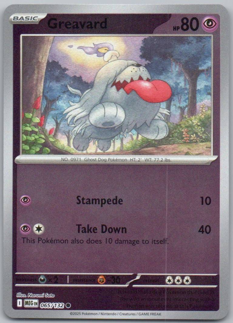 Greavard 065 Reverse Holo Psychic Card - Mega Evolution