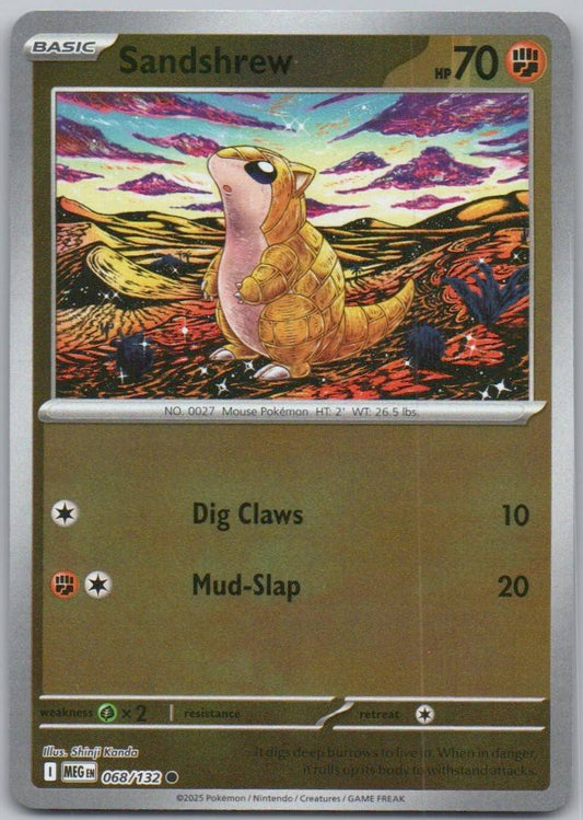 Sandshrew 068 Reverse Holo Fighting Card - Mega Evolution