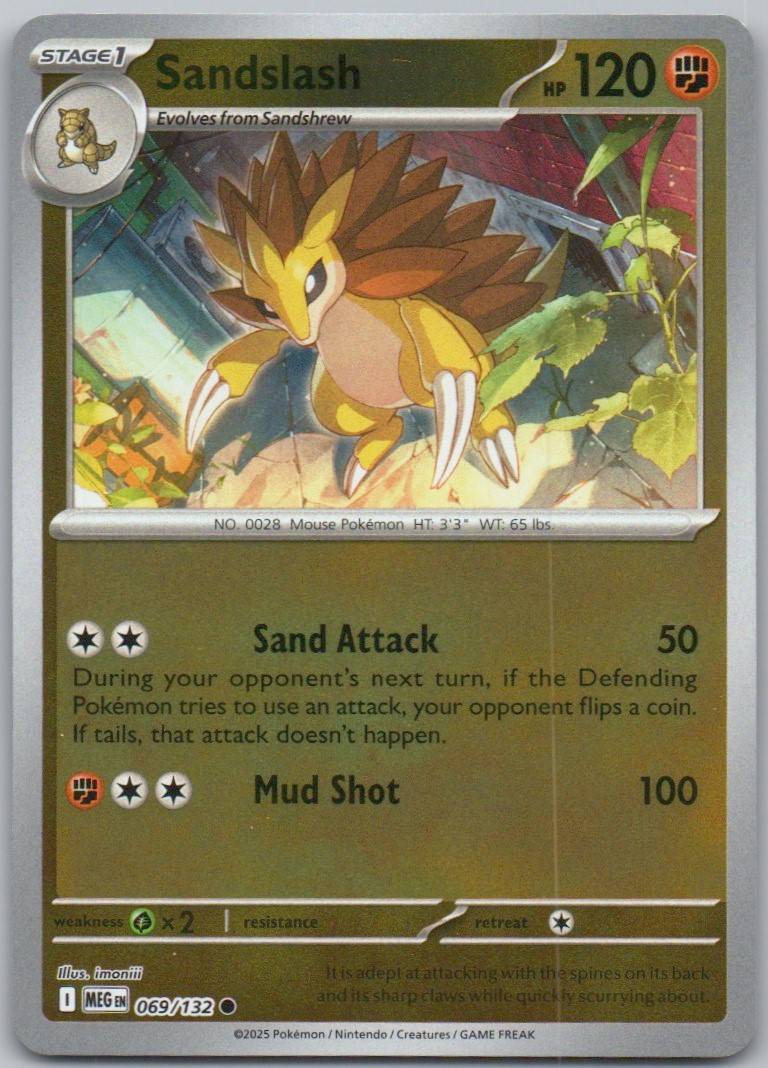 Sandslash 069 Reverse Holo Fighting Card - Mega Evolution
