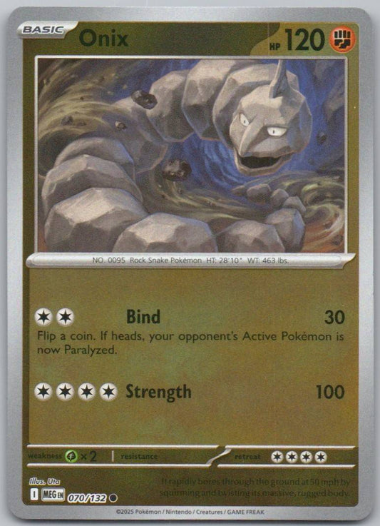 Onix 070 Reverse Holo Fighting Card - Mega Evolution