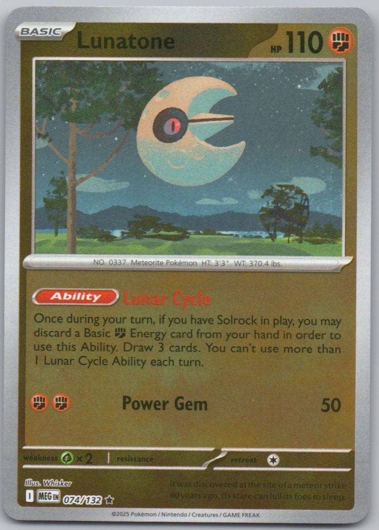 Lunatone 074 Reverse Holo Fighting Card - Mega Evolution