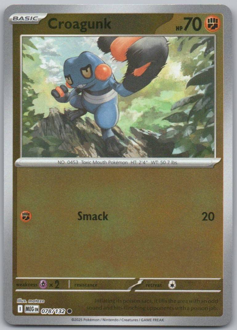 Croagunk 078 Reverse Holo Fighting Card - Mega Evolution