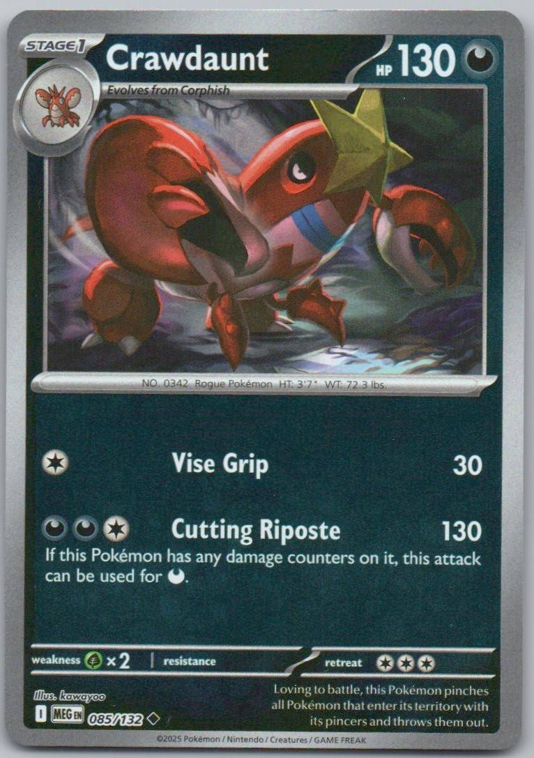 Crawdaunt 085 Reverse Holo Darkness Card - Mega Evolution