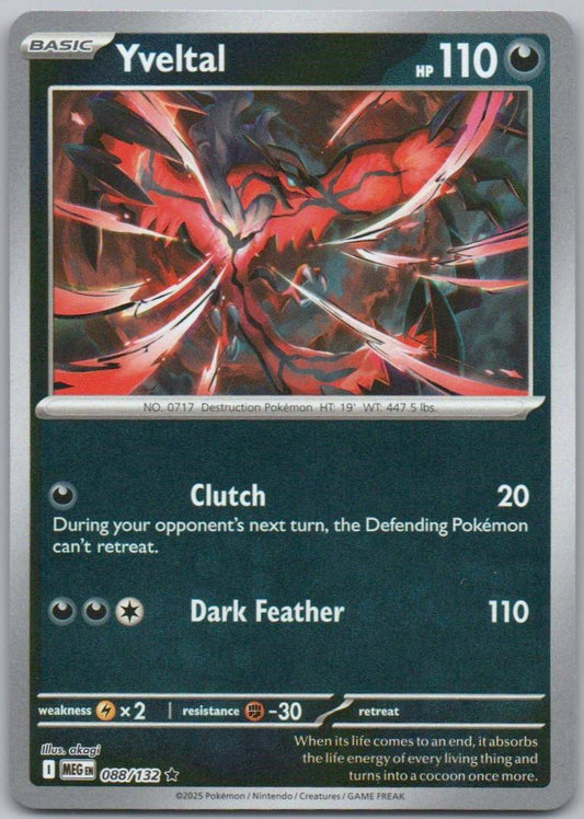 Yveltal 088 Reverse Holo Darkness Card - Mega Evolution