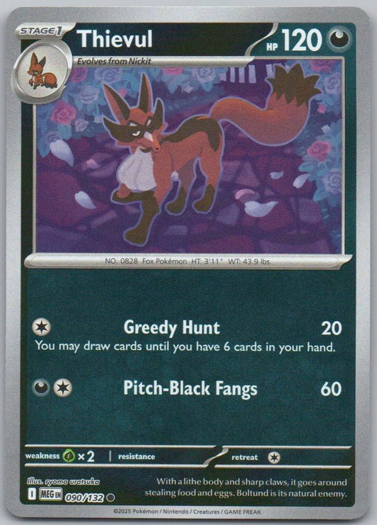 Thievul 090 Reverse Holo Darkness Card - Mega Evolution