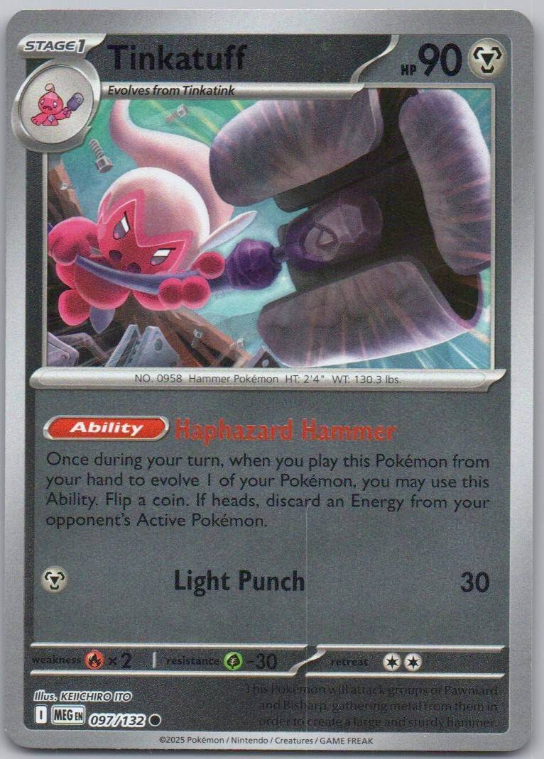 Tinkatuff 097 Reverse Holo Steel Card - Mega Evolution