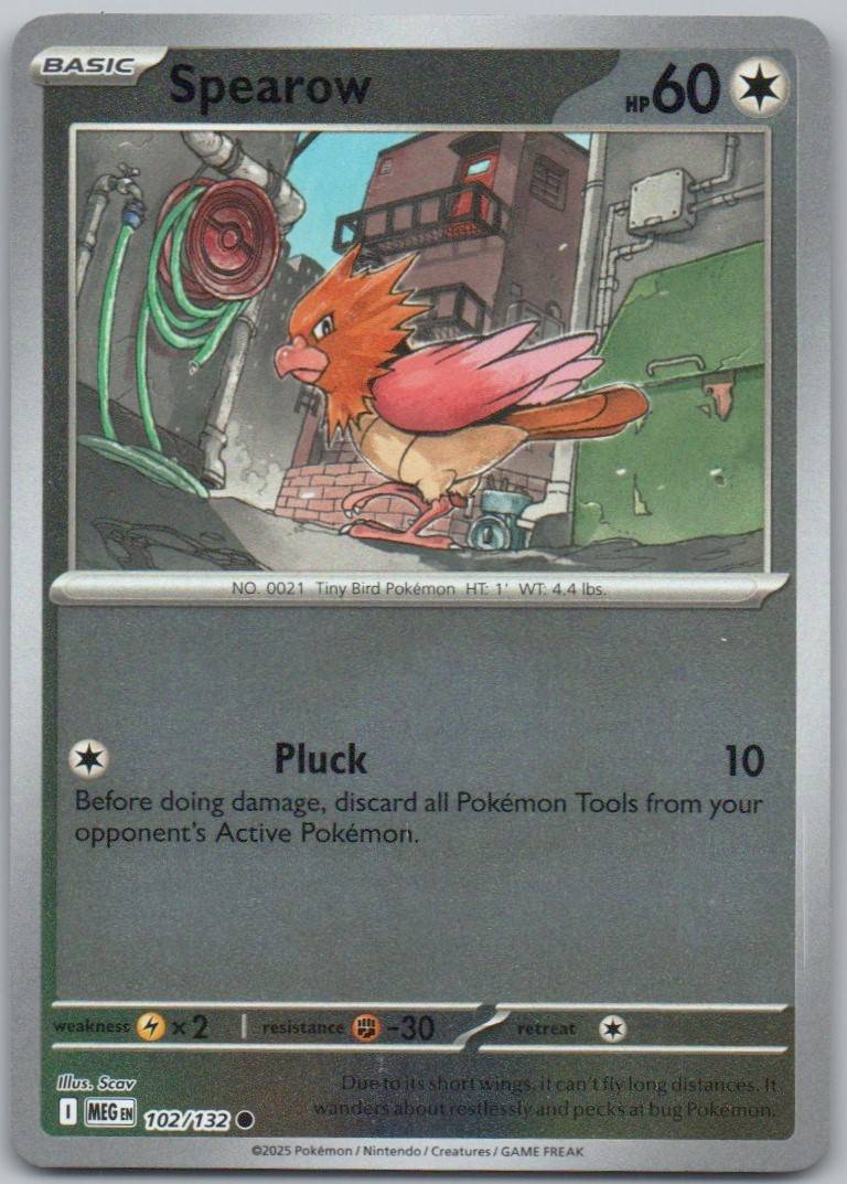 Spearow 102 Reverse Holo Colorless Card - Mega Evolution