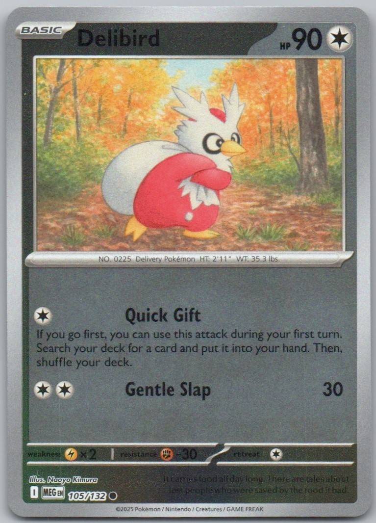 Delibird 105 Reverse Holo Colorless Card - Mega Evolution