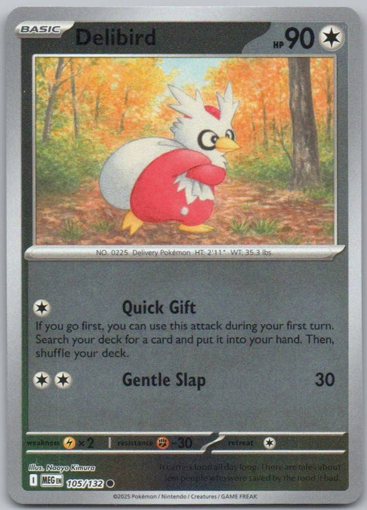 Delibird 105 Reverse Holo Colorless Card - Mega Evolution