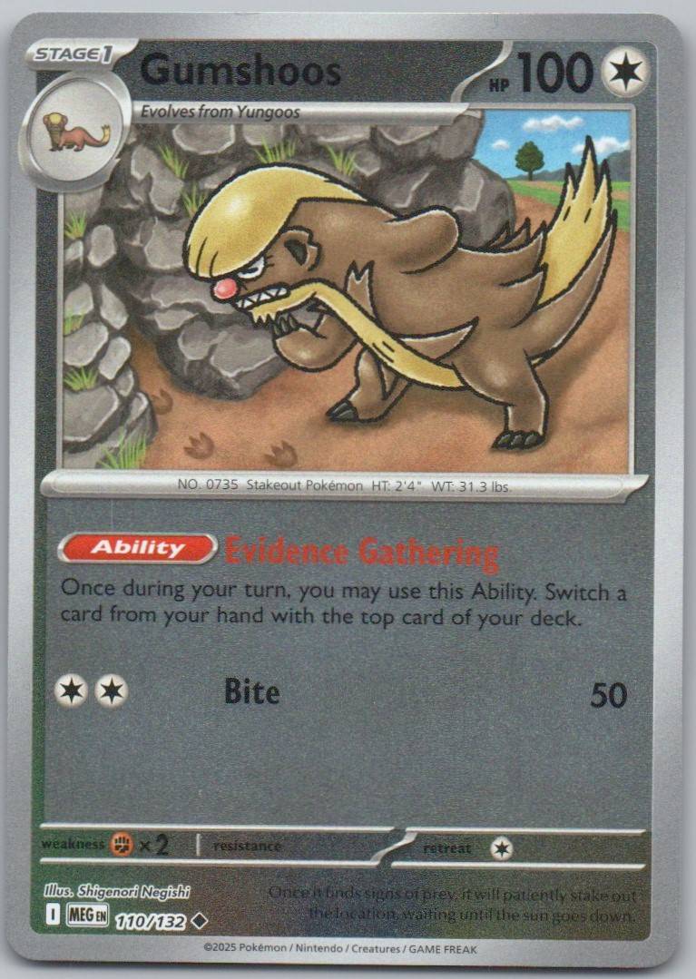 Gumshoos 110 Reverse Holo Colorless Card - Mega Evolution