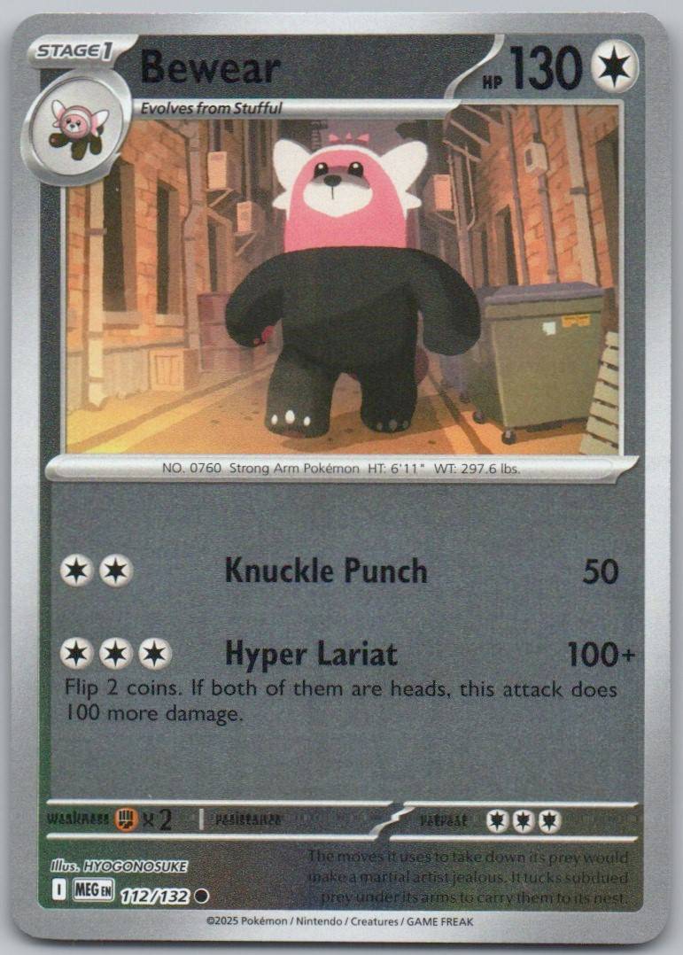 Bewear 112 Reverse Holo Colorless Card - Mega Evolution
