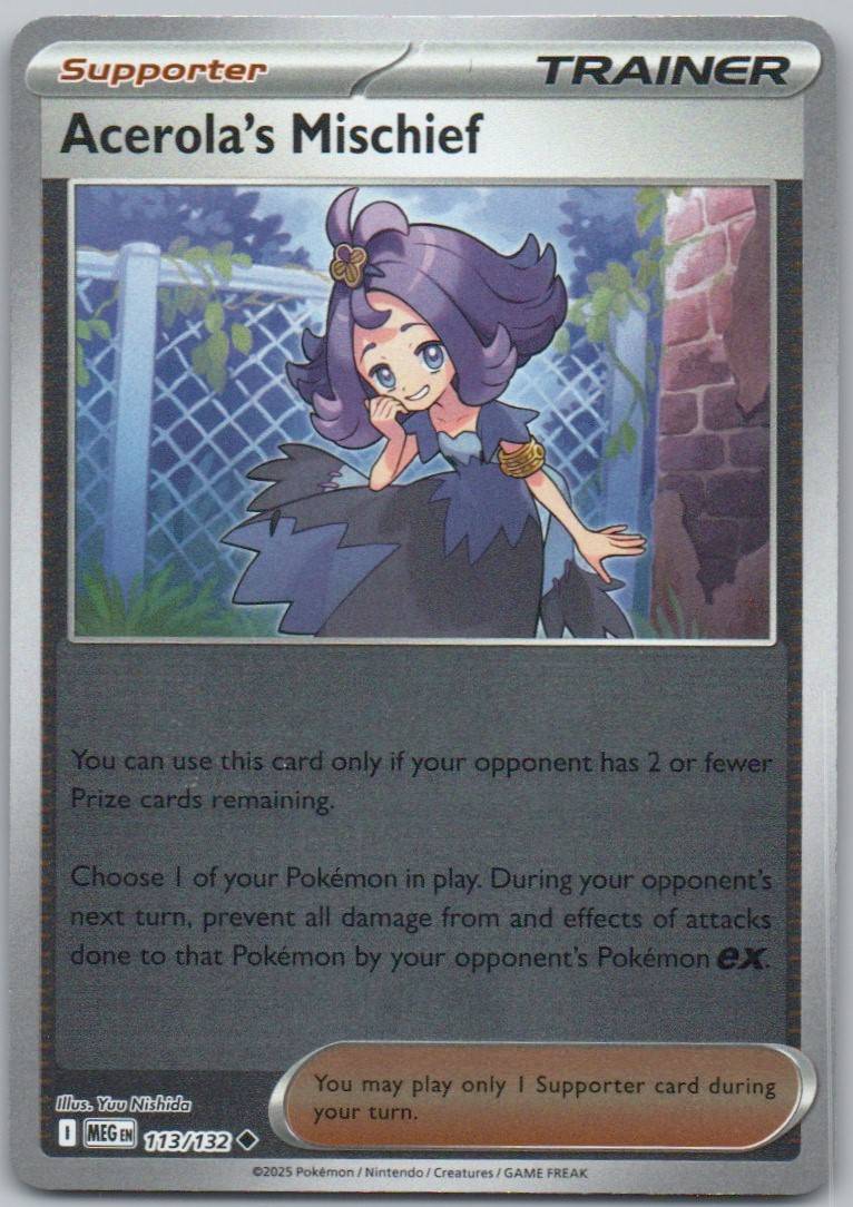 Acerola's Mischief 113 Reverse Holo Trainer Card - Mega Evolution
