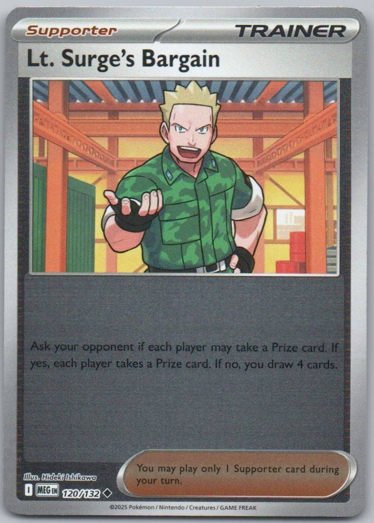 Lt. Surge's Bargain 120 Reverse Holo Trainer Card - Mega Evolution