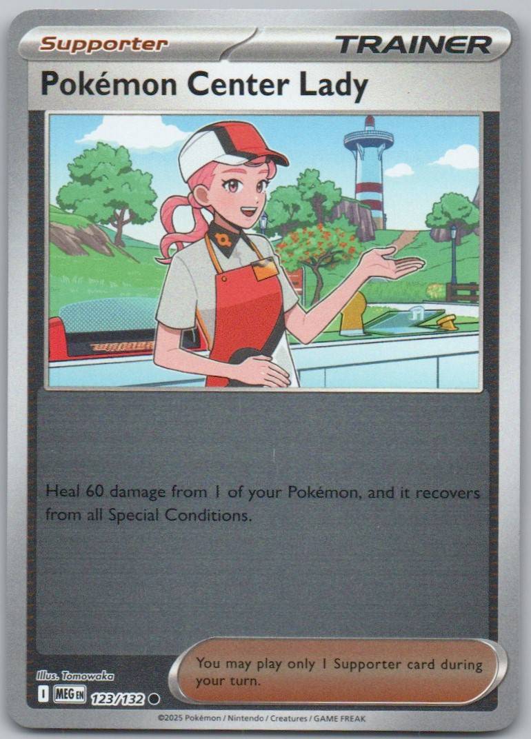 Pokemon Centre Lady 123 Reverse Holo Trainer Card - Mega Evolution