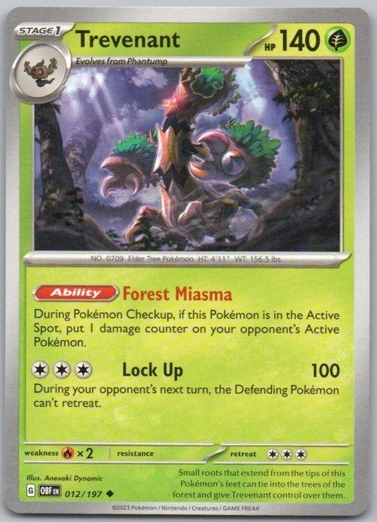 Trevenant 012 Normal Grass Card - Obsidian Flames