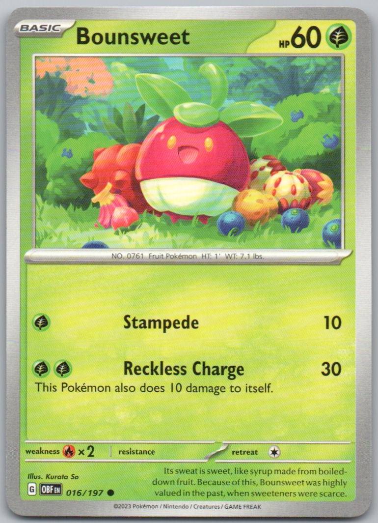 Bounsweet 016 Normal Grass Card - Obsidian Flames