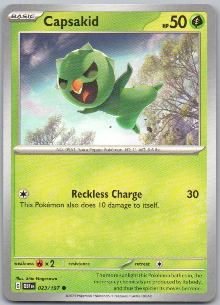 Capsakid 023 Normal Grass Card - Obsidian Flames