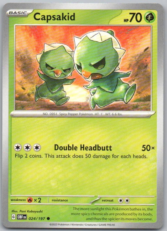 Capsakid 024 Normal Grass Card - Obsidian Flames
