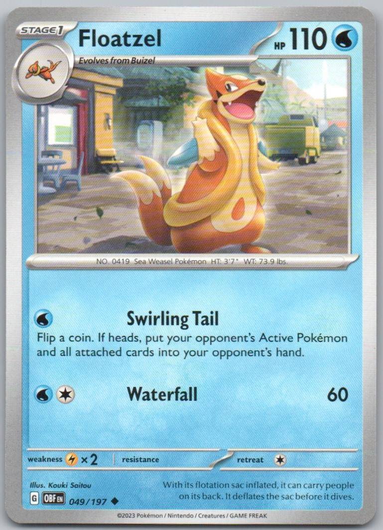Floatzel 049 Normal Water Card - Obsidian Flames