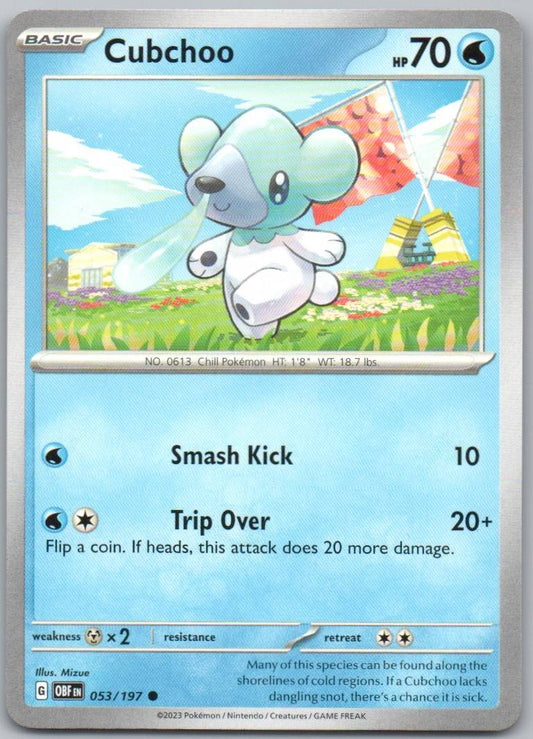 Cubchoo 053 Normal Water Card - Obsidian Flames