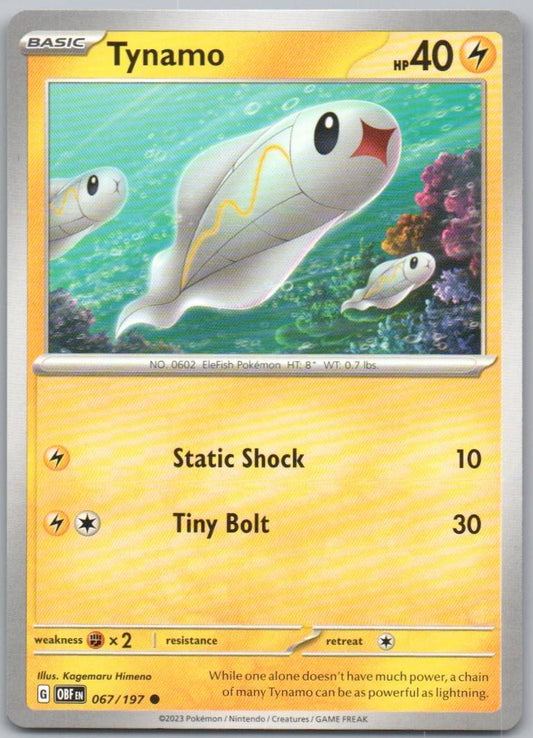 Tynamo 067 Normal Lightning Card - Obsidian Flames