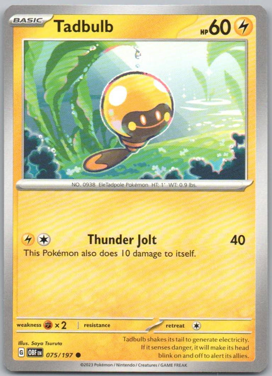 Tadbulb 075 Normal Lightning Card - Obsidian Flames