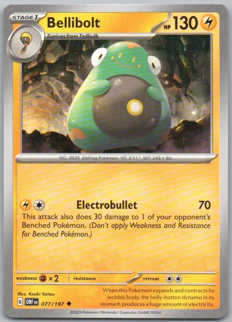 Bellibolt 077 Normal Lightning Card - Obsidian Flames