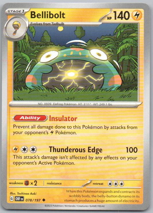 Bellibolt 078 Normal Lightning Card - Obsidian Flames