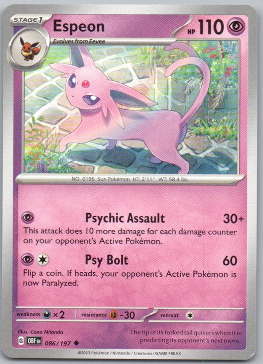 Espeon 086 Normal Psychic Card - Obsidian Flames