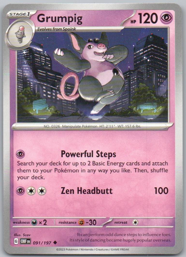 Grumpig 091 Normal Psychic Card - Obsidian Flames